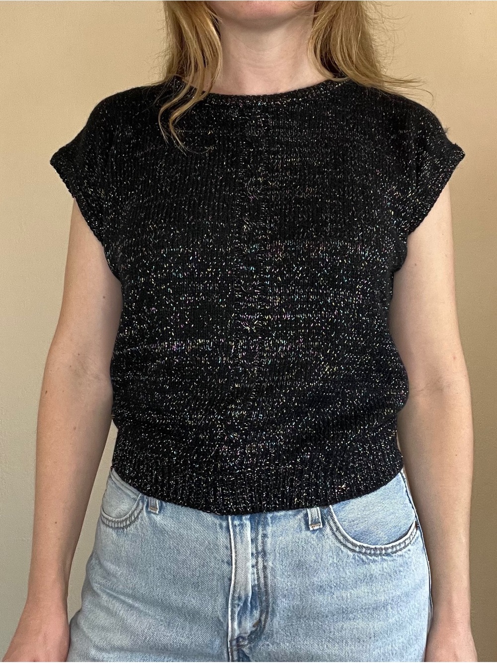 Vintage Hollywood & Vine Sparkly Short Sleeve Sweater